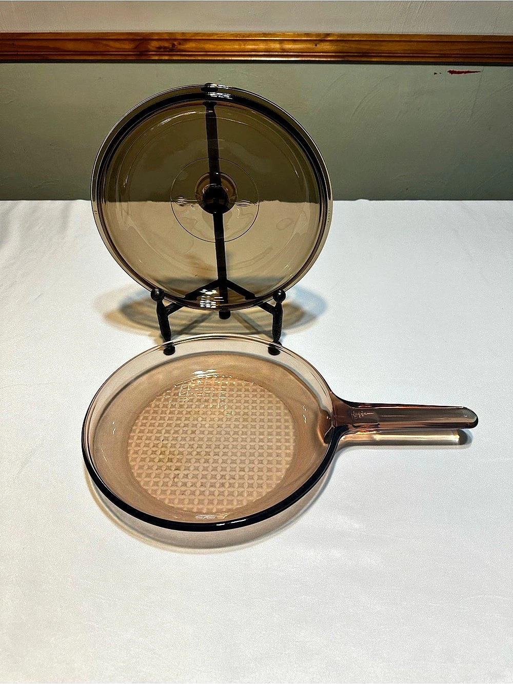 Vintage 30.00Vision Corning Vision Amber Glass Cookware Pan with Lid